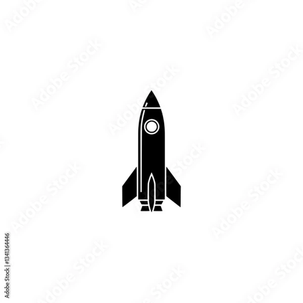Fototapeta Rocket Icon: A minimalist icon of a sleek rocket ship, set against a background, symbolizing space travel, innovation, and the pursuit of new frontiers.