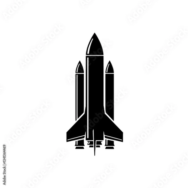 Fototapeta The Silhouette of Exploration: A sleek, black silhouette of a space shuttle, ready to embark on a journey into the cosmos. A symbol of innovation and scientific endeavor.