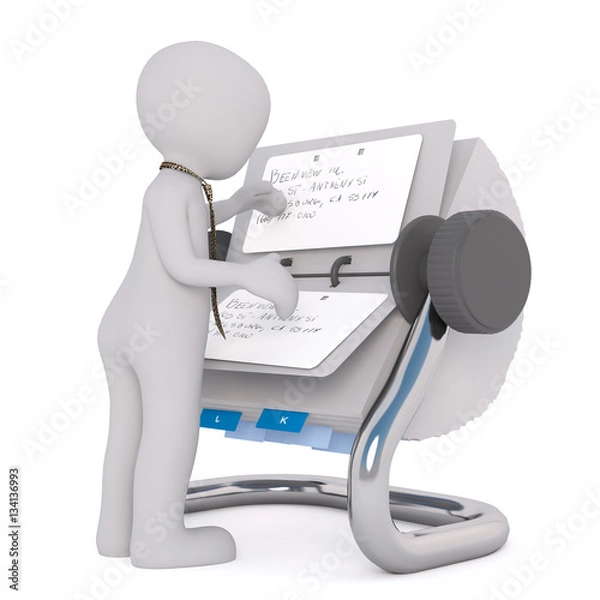 Obraz 3D man reading notes in rolodex