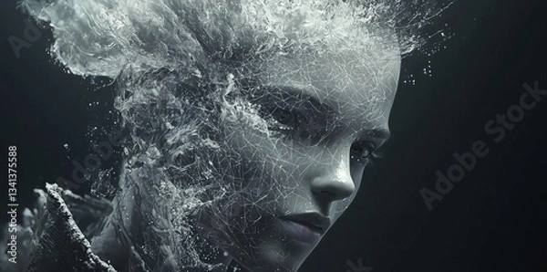 Fototapeta Humanoid robot characterized by its silhouette design incorporates stock and generative AI capabilities