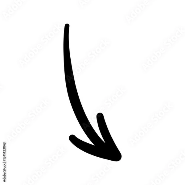 Fototapeta Arrow Pointing Down Right Hand Drawn Icon