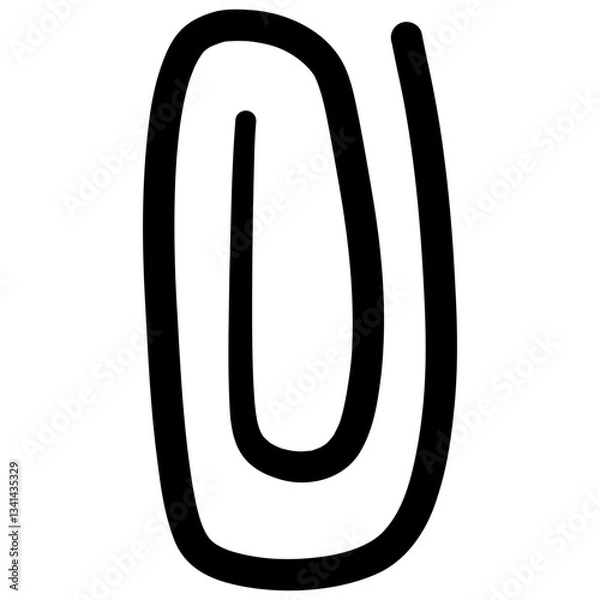 Fototapeta Hand-drawn paperclip line. Abstract random doodle icon.