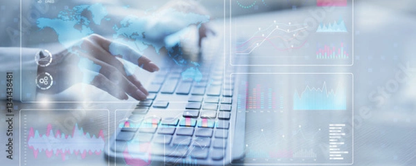 Obraz Global Data Analytics and Performance Visualization Dashboard for Business Insights.