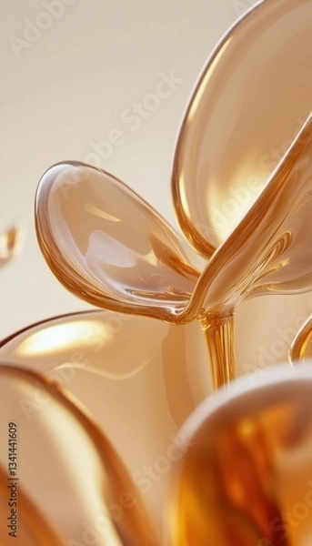 Obraz Abstract golden liquid flowing, creating elegant shapes and textures.  Perfect for beauty, luxury, or wellness.