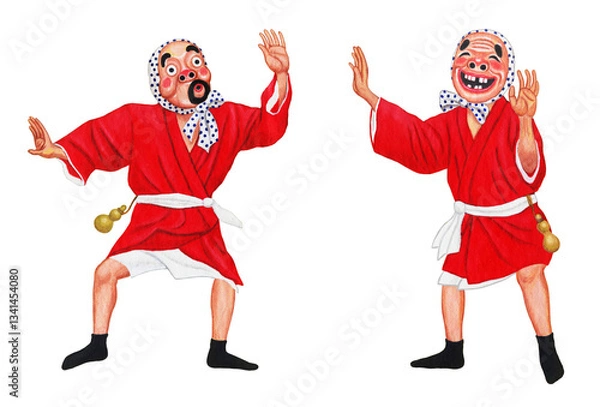 Obraz ひょっとこ踊り イラストセット