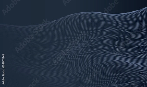 Obraz Abstract blue wave design with dots and lines, Vector illustration.