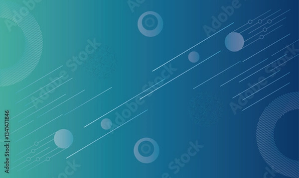 Obraz Abstract Blue Geometric Background with Circles and Lines, Vector illustration.