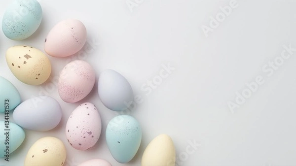Fototapeta colorful easter eggs on a white background, copy space for text