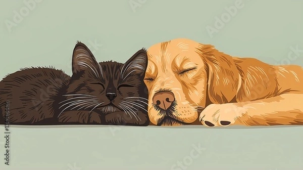 Fototapeta Sleepy Pets Resting Together