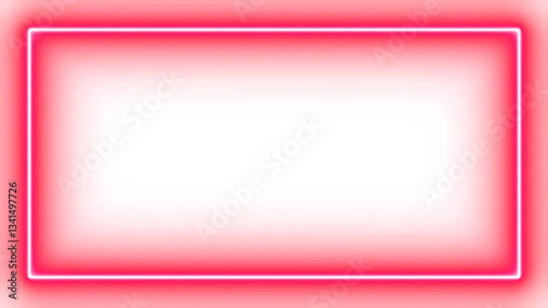 Fototapeta Red Neon Rectangle Frame on a transparent Background