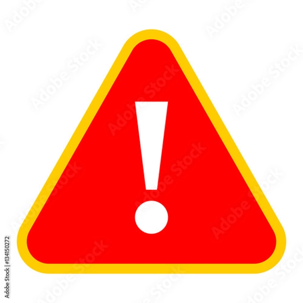 Obraz Red triangle exclamation mark icon warning sign attention button