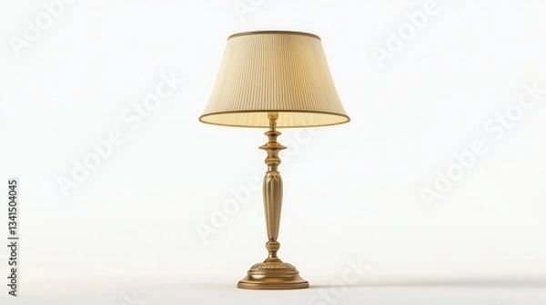 Fototapeta A classic table lamp with a fabric shade on white.