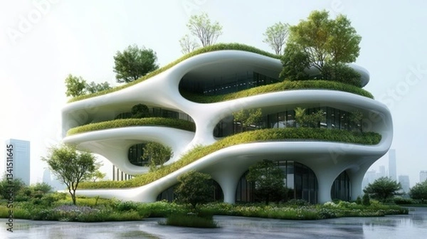 Fototapeta A blueprint for a vertical farm with hydroponic systems, controlled climate zones, and automated farm management tools