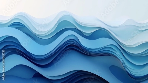 Fototapeta Minimalist sea-inspired gradient, deep blue hues flowing smoothly into soft aquamarine, resembling ocean currents. No horizon line