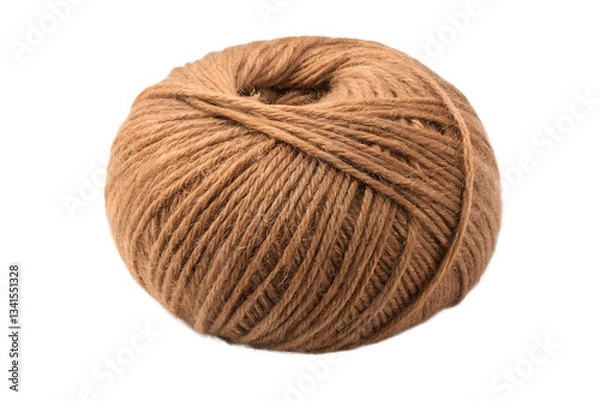 Obraz Soft brown woolen yarn isolated on transparent background