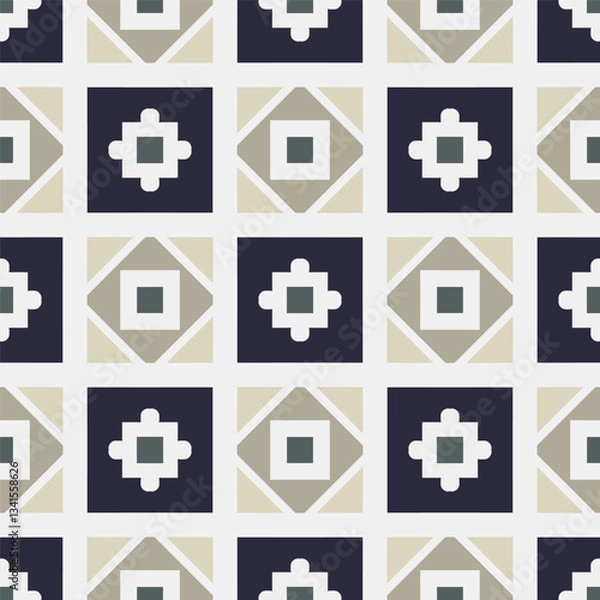 Fototapeta Trendy bright color seamless pattern  in white beige blue gray for decoration, paper, tiles, textiles, carpet, pillows. Home decor, interior design, cloth design.