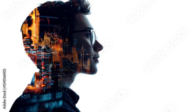 Fototapeta AI Driven Market Prediction for Traders in Stock Photography Isolate on Transparent Background, cutout, png