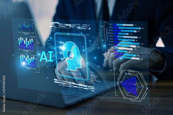 Fototapeta AI in business is revolutionizing operations by automating processes, enhancing data-driven decision-making, and improving efficiency for sustainable growth and competitive advantage.