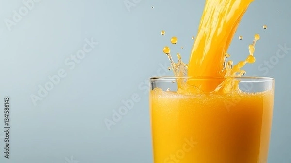 Fototapeta Fresh mango juice summer refreshment healthy drink ripe fruit delight sticky rice pairing vibrant environment