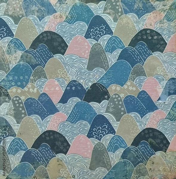 Fototapeta Vintage Japanese pattern scrapbook paper for craft