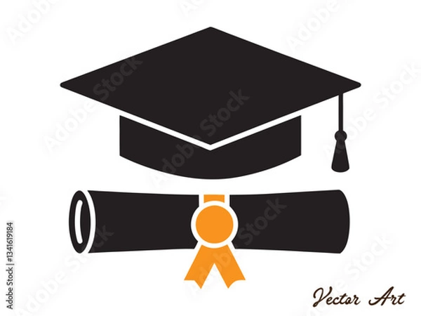Fototapeta Graduation hat cap icons set. Academic cap silhouette. Student hat outline vector illustration 