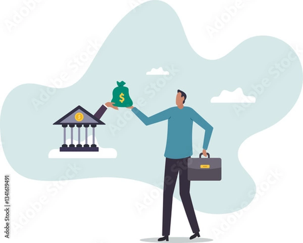 Obraz Business loan or bank offer money agreement, personal loan or entrepreneur and small business lending, debt or bank approval allowance .character for design