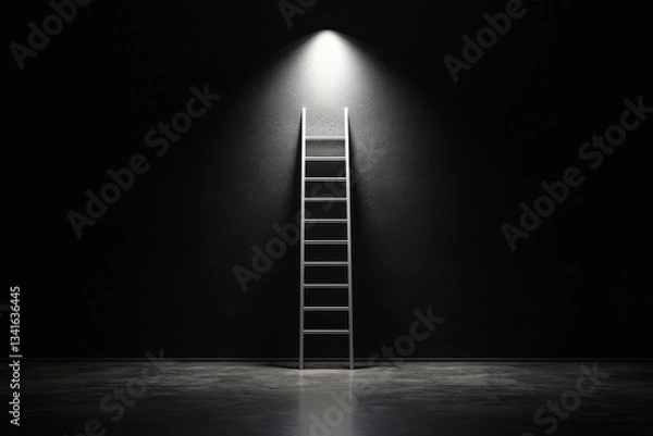Fototapeta a ladder leading to a bright light, representing progress and reaching goals
