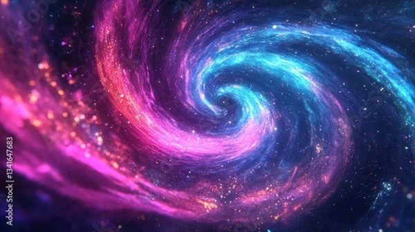 Fototapeta A mesmerizing cosmic swirl of vivid colors and glowing energy, abstract space art