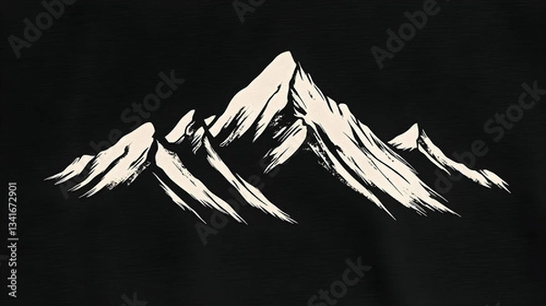 Fototapeta A stark black and white abstract image of jagged mountains, with white peaks against a black sky.
