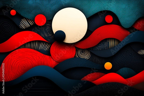 Obraz Abstract Japanese tribal waves