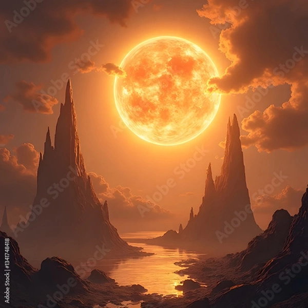 Obraz sunset in the mountains