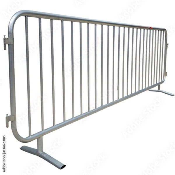 Fototapeta Metal crowd control barrier isolated on transparent background
