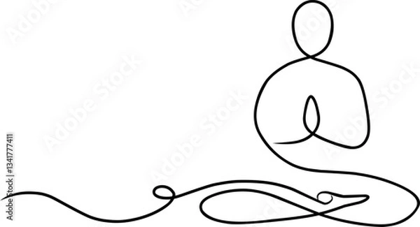 Fototapeta Minimalist Buddha Line Art Meditation Vector Illustration