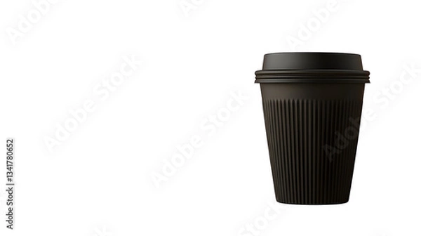 Fototapeta A black paper cup with a black lid on a white background.
