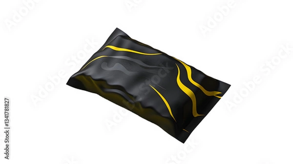 Fototapeta black and white pantiesA black pillow-like object with gold accents, possibly packaging, on a white background.
