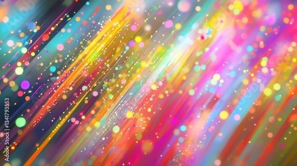 Fototapeta Abstract colorful background with blurred lines and bokeh effect and sparkles