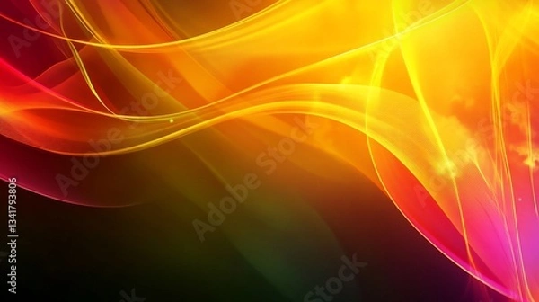 Fototapeta Abstract background with vibrant yellow and orange smooth glowing curves