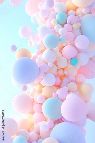 Fototapeta Surreal abstract scene depicting softly floating pastel Easter elements blending into gentle