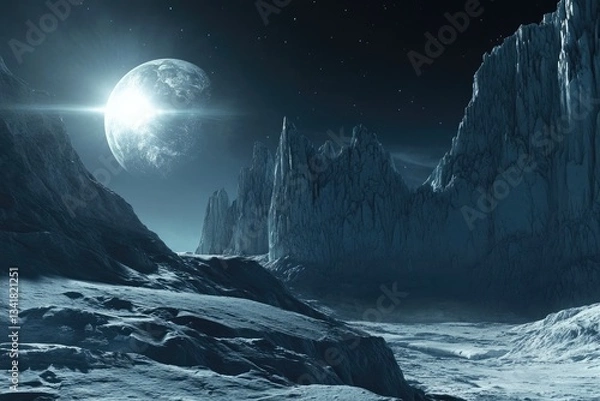 Fototapeta an icy asteroid aiming at the planet Earth