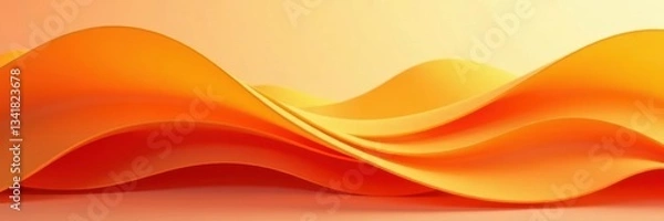 Fototapeta Abstract orange wave, soft curves, modern feel Elegant, bright background , banner, backdrop, bright
