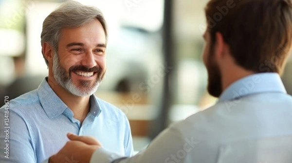 Fototapeta Experienced mentor guides new employee, sharing company insights and valuable knowledge