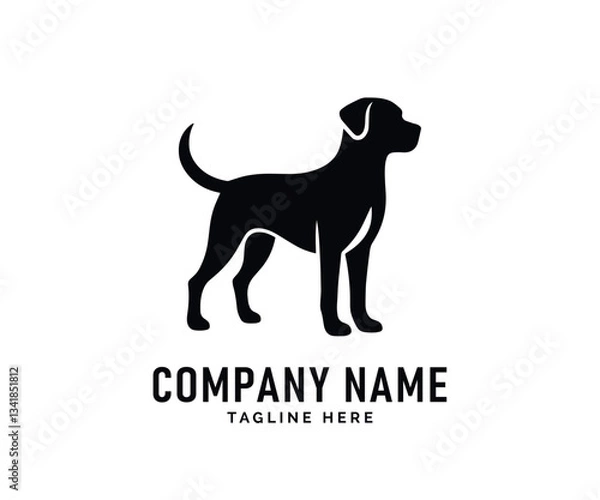 Obraz Dog Logo Design. Black Dog Silhouette, Canine Profile, Side View, Simple Design, Elegant, Vector Art, Pet Logo