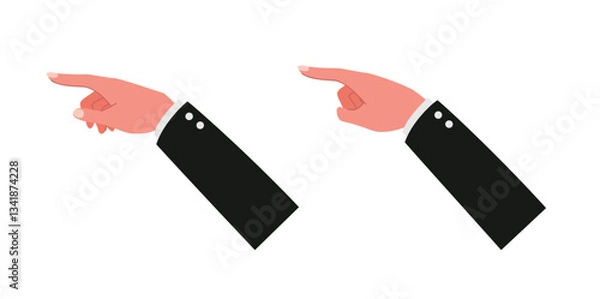 Fototapeta Businessman hands point, scroll down or up on smartphone or tablet flat vector for study, surf internet, or working illustration isolated on white background.