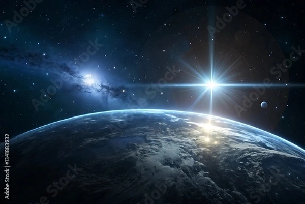 Fototapeta Abstract Lighting Background with Digital Lens Flare in Dark Atmosphere