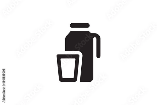 Fototapeta black and white color milk bottle icon vector silhouette illustration 