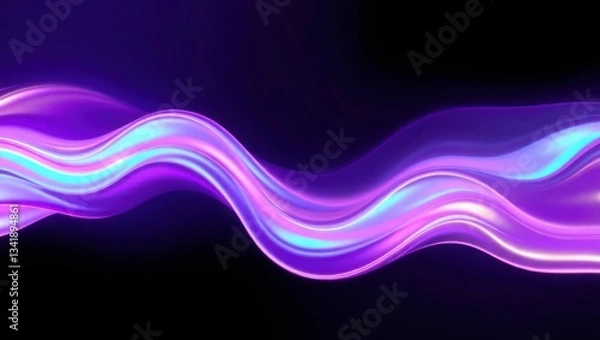 Fototapeta Abstract liquid in bright pink, holographic and shiny colors