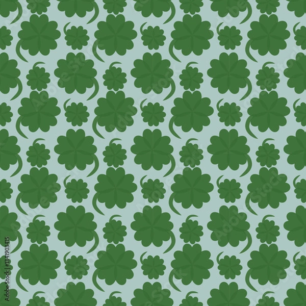 Fototapeta seamless floral pattern with green clover leaf