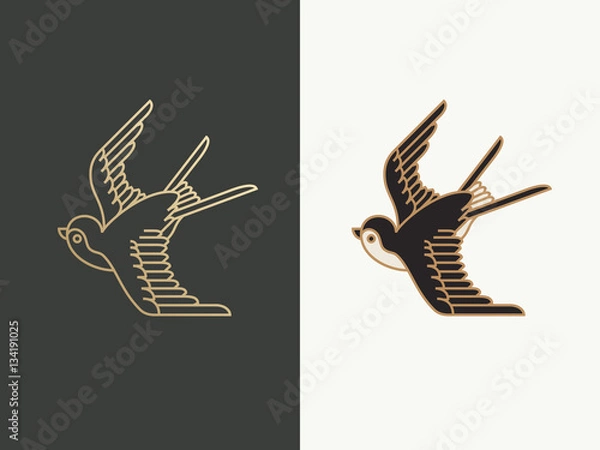 Fototapeta swallow bird logo design template. vector