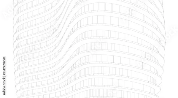 Fototapeta Architectural Structure – Futuristic Geometric Facade in Perspective