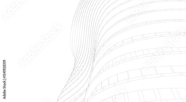 Fototapeta Architectural Structure – Futuristic Geometric Facade in Perspective